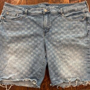 Torrid Checkered Blue Jean Shorts